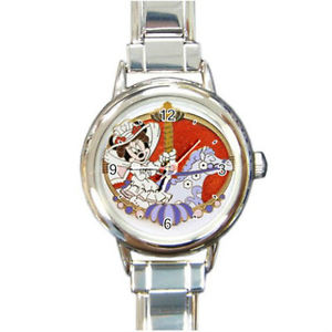 【送料無料】minnie as mary poppins carousel round italian charm watch wristwatch 【送料無料】minnie as mary poppins carousel round italian charm watch wristwatch