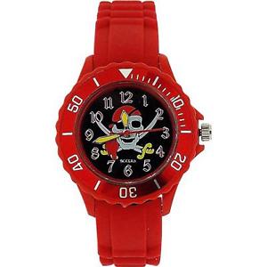 【送料無料】tikkers boys skull amp; cross bone motiff red rubber silicone strap watch tk0055
