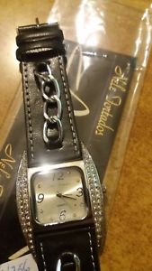 【送料無料】orologio donna bracciale in pelle strass nuovo garanzia due anni b756ooooo