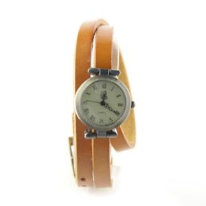 【送料無料】bracelet long cuir orange montre femme mymontre