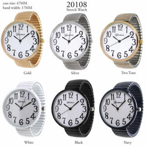 【送料無料】 geneva ladies large numbers strech round watch 47mm