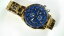 【送料無料】fashionable stylish mens gold and blue quartz wrist watch