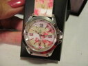 【送料無料】avon pretty floral stripe watch stripes amp; flowers with silvertone case tan 9 l(2)