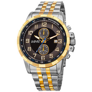 【送料無料】mens august steiner as8153ttg two time zone date quartz tachymeter steel watch