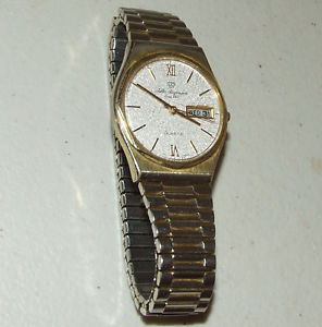 【送料無料】vintage working jules jurgensen daydate goldtone mens quartz wrist watch 4533