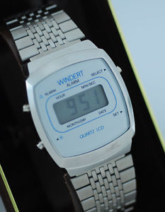 【送料無料】70s vintage windert lcd alarm day date light mens retro wrist watch nos w box