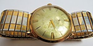 【送料無料】vintage mens waltham 17 jewels winded wristwatch gold plated bezel runs