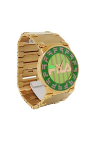 【送料無料】fila 848912 barocco womens round analog kelly green rose gold tone watch