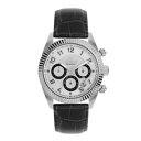 【送料無料】orologio lorenz ginevra chrono uomo pelle nera bianco 30093aa