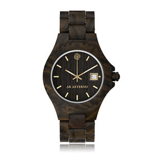 【送料無料】ab aeterno volcano 100 legno naturale nero quarzo svizzero uomo orologio