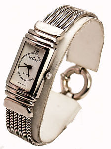 【送料無料】womens antique silver finish case soft chains links analoge quartz watch