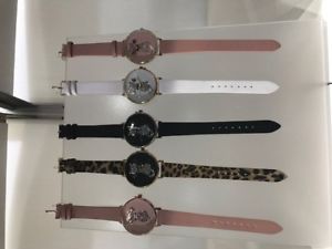 【送料無料】 ladies cat round leather strap wrist watch