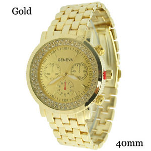 【送料無料】ladies 2 row cz 3 eye chrono ridged fashion watch 40mm