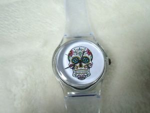【送料無料】montre fantaisie originale plastique transparent crane mexican tte mort skull