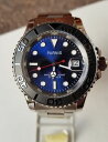 【送料無料】orologio parnis automatic quadrante blu, datario 21 jewels garanzia completo top