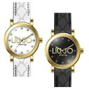 【送料無料】orologio donna liu jo luxury sugar pelle bianco nero gold dorato swarovski