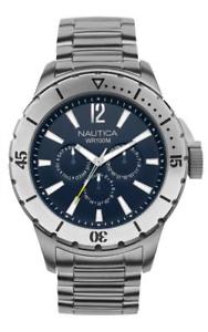 【送料無料】orologio uomo nautica nsr 05 a19568g multifunzione bracciale acciaio blu 100mt