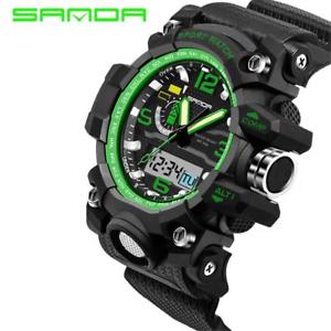【送料無料】sport watch camouflage double display cold light electronic waterproof mens