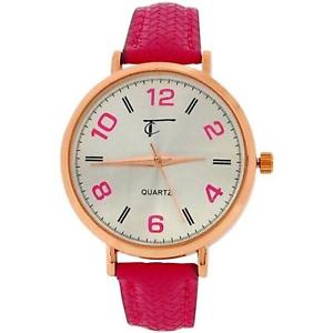 【送料無料】time collection analogue ladies girls hot pink pu strap watch tc73b