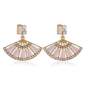 fashion fan shape crystal drop earring elegant rhinestones dangle earring jewelr