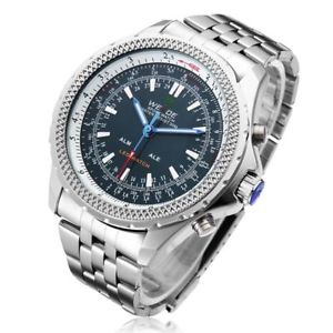 【送料無料】weide wh904 orologio da polso uomo analogico digitale led acciaio qua verde lac