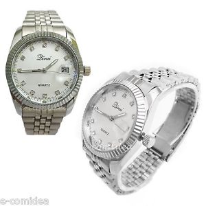 【送料無料】neues angebotorologio dirui date just quarzo strass 3,5 cm acciaio lega silver