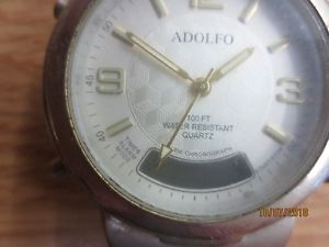 【送料無料】vtg mans rare adolfo chronograph collector wrist restoration need battery ss