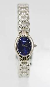 【送料無料】lanco watch womens blue stainless steel silver battery water resistant quartz