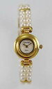 yzcharles delon watch womens gold stainless gold pearls mop water resist quartz