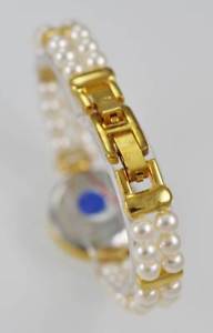 【送料無料】charles delon watch womens gold stainless gold pearls mop water resist quartz