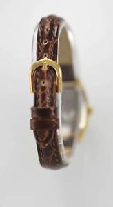 【送料無料】sharp watch womens stainless steel gold brown leather water resistant quartz