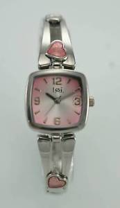 【送料無料】lei pink womens stainless silver easy read quartz battery watch