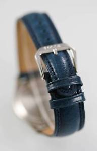 【送料無料】old navy watch mens beige stainless silver water resistant blue leather quartz