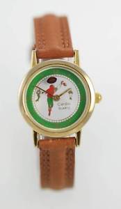【送料無料】cardini white football womens stainless gold brown leather quartz battery watch
