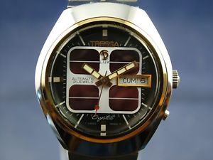 【送料無料】vintage retro swiss tressa lux crystal automatic watch 1970s nos cal as 5206
