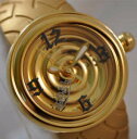 【送料無料】von dutch 44mm yellow goldtone metallic spiral swiss made watch 76500 tag