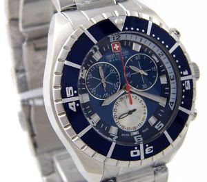 【送料無料】swiss military hanowa 06526904003 herren uhr chrono edelstahl silber blau neu