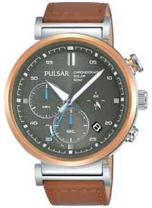 【送料無料】pulsar mens rose gold plated case grey chronograph pz5070x1 watch 7