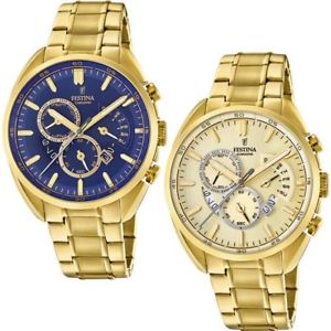【送料無料】orologio cronografo uomo festina prestige cassa e cinturino acciaio pvd oro