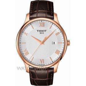 【送料無料】tissot tradition gent rose gold brown leather slim watch t0636103603800