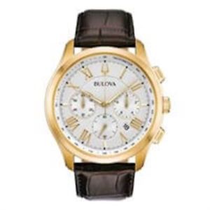 【送料無料】bulova 97b169 mens classic chrono brown leather strap watch