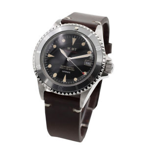 【送料無料】walter mitt acciaio automatico miyota nero datario pelle marrone orologio uomo