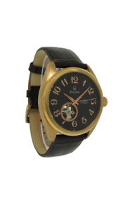 【送料無料】bulova 97a104 mens round rose gold tone automatic brown leather watch