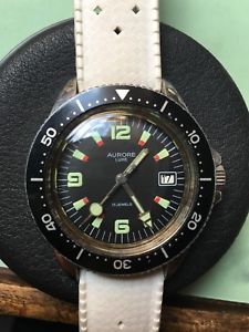 ̵vintage french skin diver watch aurore luxe fe140 20atm big lollipop 39mm rare