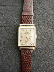 【送料無料】vintage benrus 14k solid gold case fancy lugs wristwatch runnning