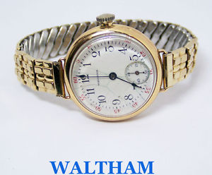 【送料無料】vintage 14k yellow gold waltham ladies winding watch 1920s* serviced