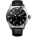 【送料無料】panzera flieger 47 automatico acciaio 316l inox pilot nero pelle orologio uomo