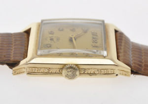 【送料無料】vintage 19301936 rectangular mans 18k solid gold watch, good working order