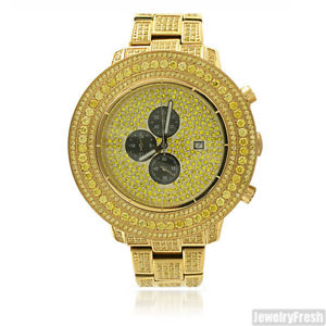 【送料無料】canary gold high end pilot watch 15 ctw lab made stones 【送料無料】canary gold high end pilot watch 15 ctw lab made stones