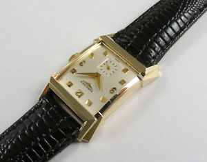 【送料無料】longines gents soild 14k gold fancy sculptured lugs vintage 1950s wristwatch